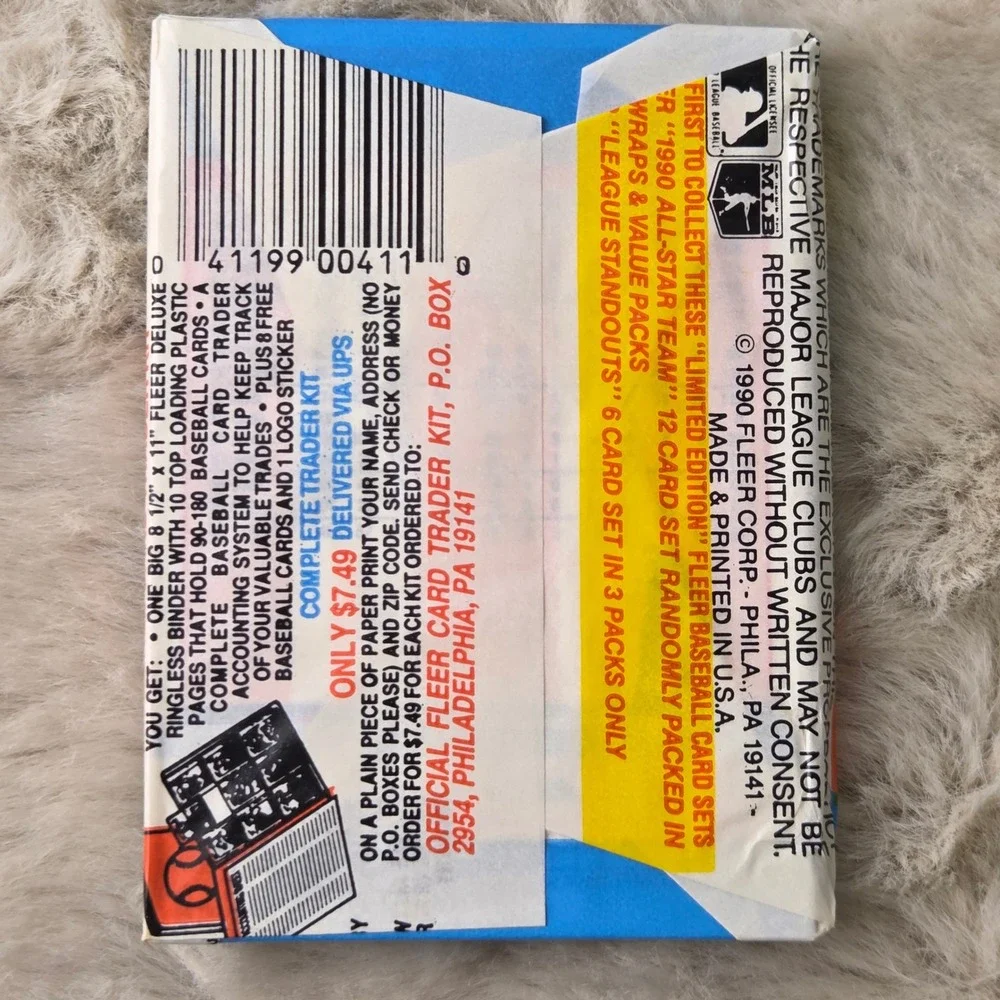 1990 Fleer Baseball 10th Anniversary Edition Unopened Wax Pack 15 Cards Sticker